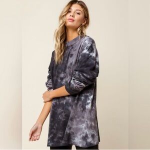 We The Free by Free People tie-dyed oversized tee Size XS Color Charcoal  Combo